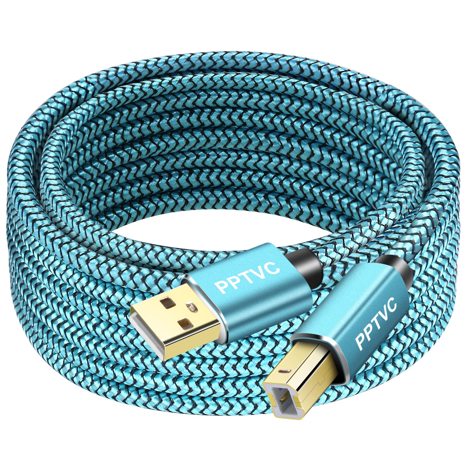 Pptvc Printer Cable 40Ft, Usb Printer Cord 2.0 Type A Male To B Male Cable Scanner Cord High Speed Compatible With Hp, Canon, Dell, Epson, Xerox, Samsung And More